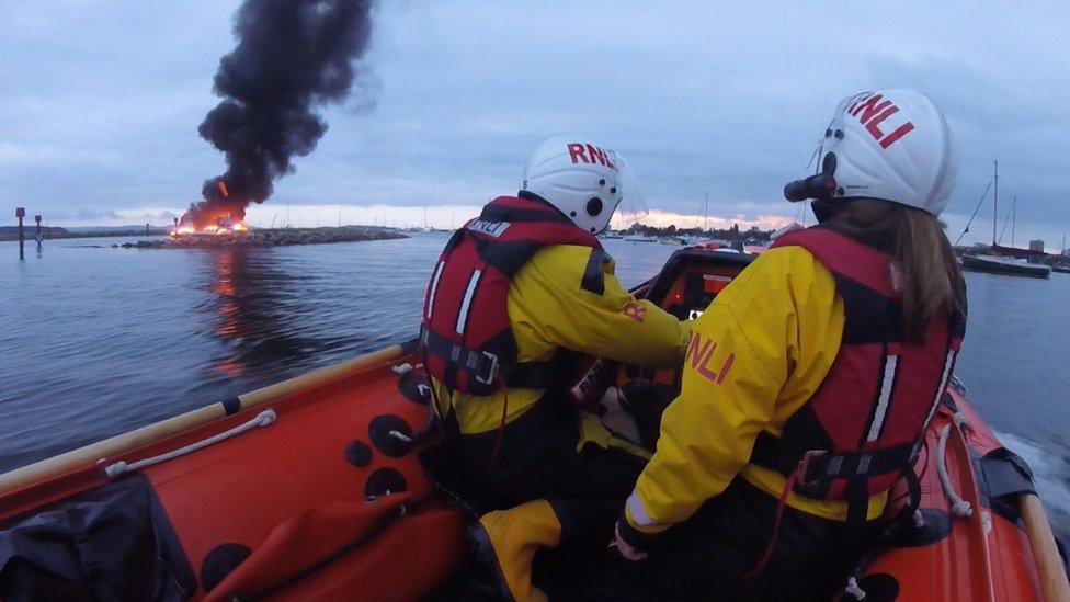 Parkstone Yacht Club catamaran fire