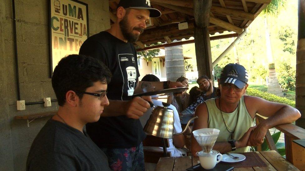 A cafe on a coffee farm in Brazil