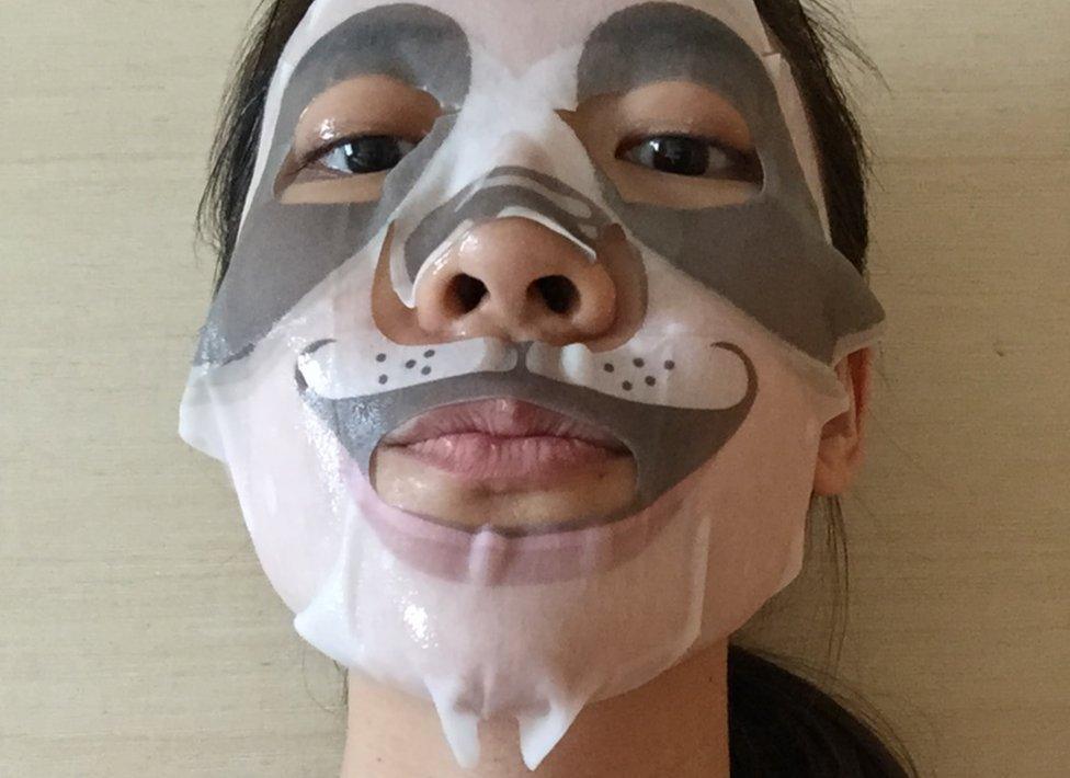 Heather Chen wearing hydration mask 02 July 2015