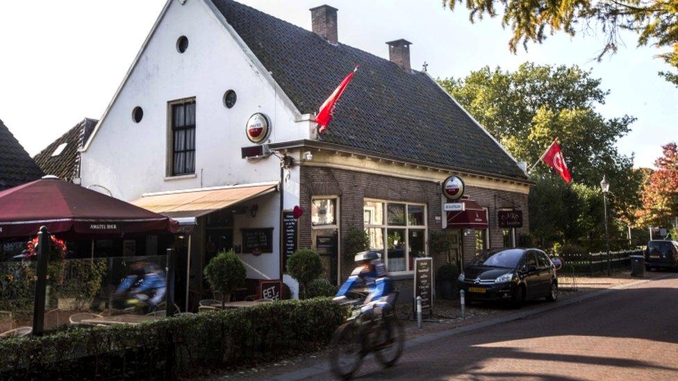 An exterior view of the local pub De Kastelein in the village of Ruinerwold, Drenthe, the Netherlands, 17 October 2019