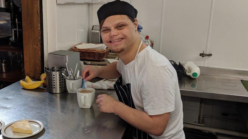 Brent at work in his cafe