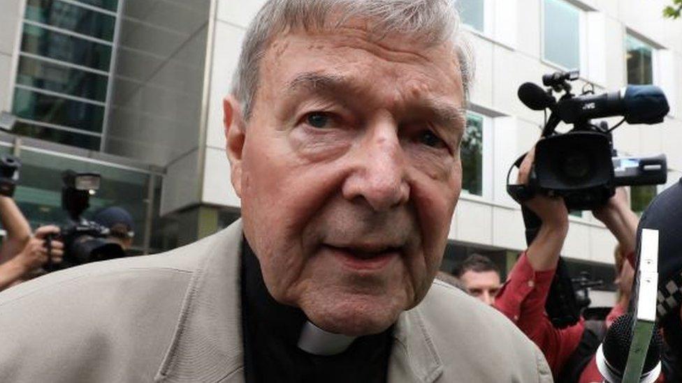 George Pell outside a court in Victoria