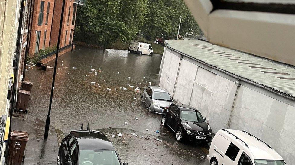 A flooded road