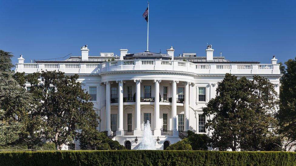 The White House 1600 Pennsylvania Ave home of the President of the United States of America in Washington DC USA