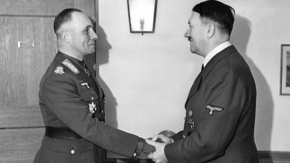 Erwin Rommel and Adolf Hitler