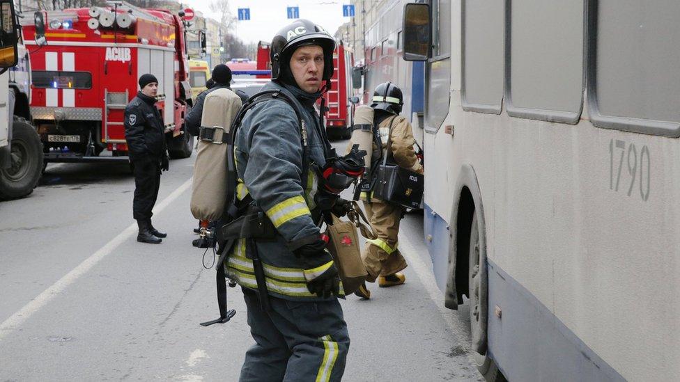 Emergency services rushed to the scene at Tekhnologichesky Institute metro station to tend to the wounded