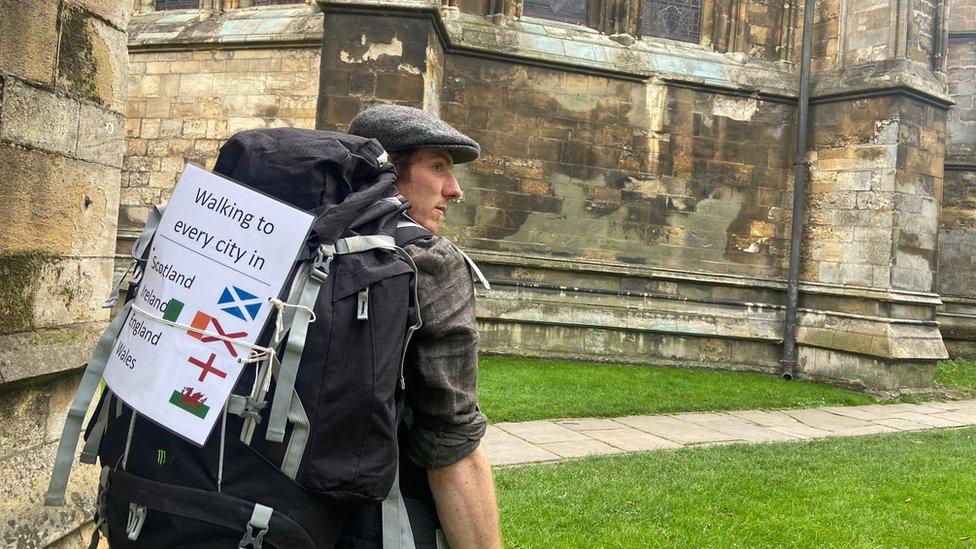 Adam Fergus in the grounds of Lincoln Cathedral