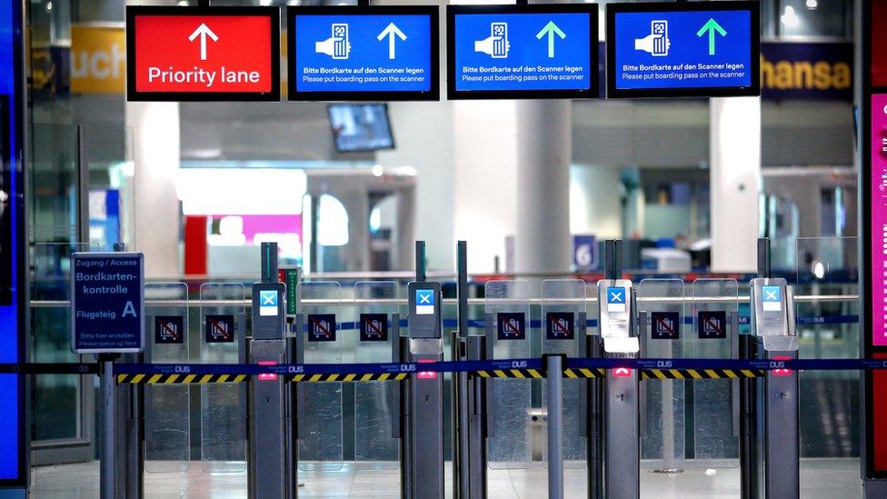 Empty departure gates, 10 Jan 19