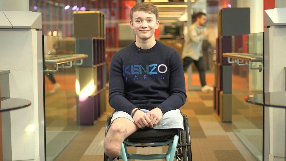 Billy Monger in his wheelchair looking at the camera