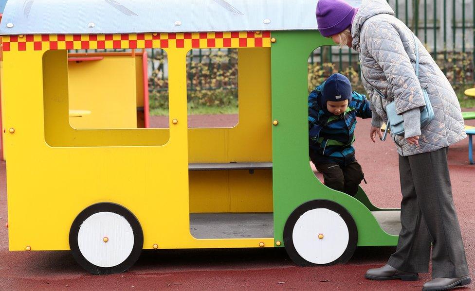 Russian child plays in Moscow kindergarten