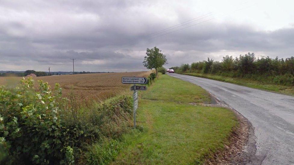 Sign for Burton Leonard, near Ripon