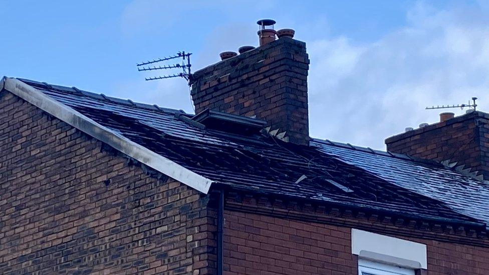 Damage to house after lightning strike