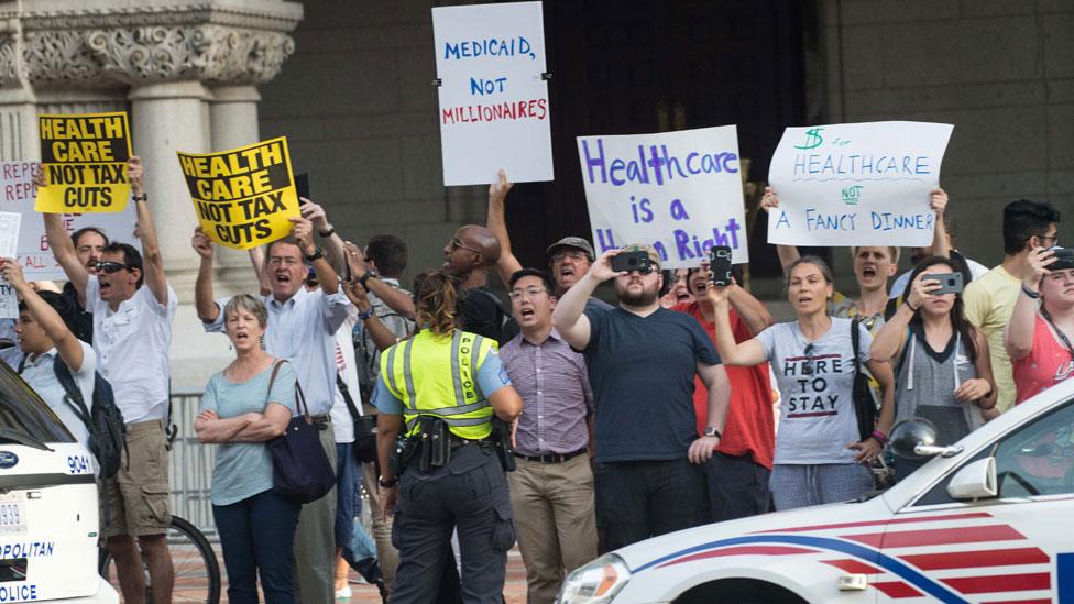 Protests outside Trump hotel