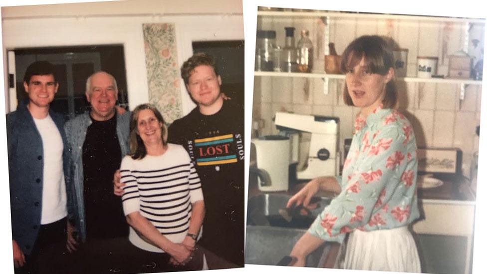 The Hayman family now and Anne Hayman in her 20s at home in Newport