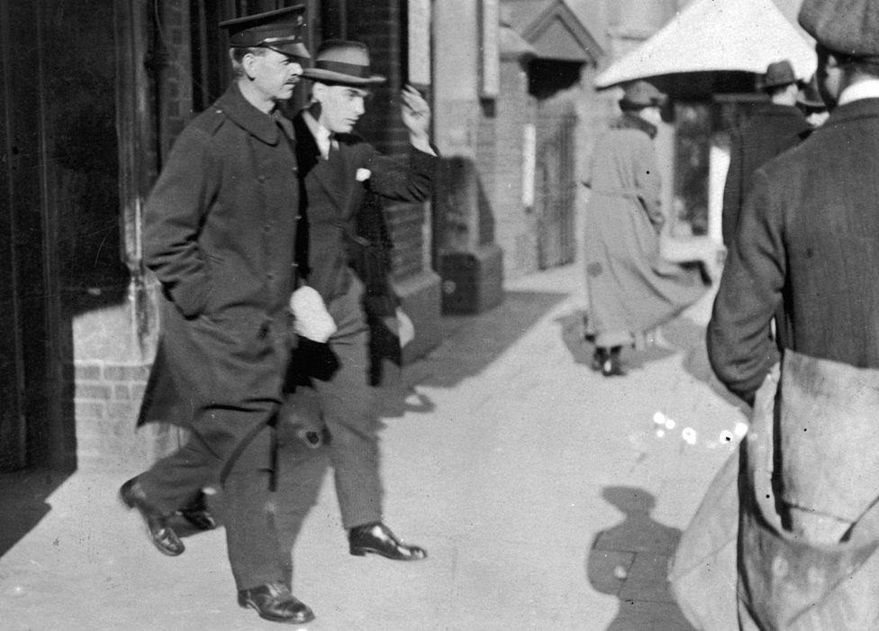 Frederick Bywaters at Ilford police station in Essex after his arrest for the murder of Percy Thompson