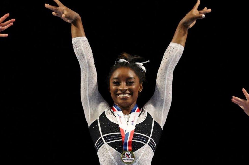 Simone Biles during an awards ceremony