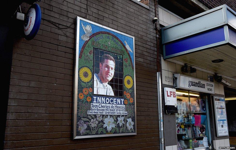 Memorial to Jean Charles de Menezes outside Stockwell Tube station