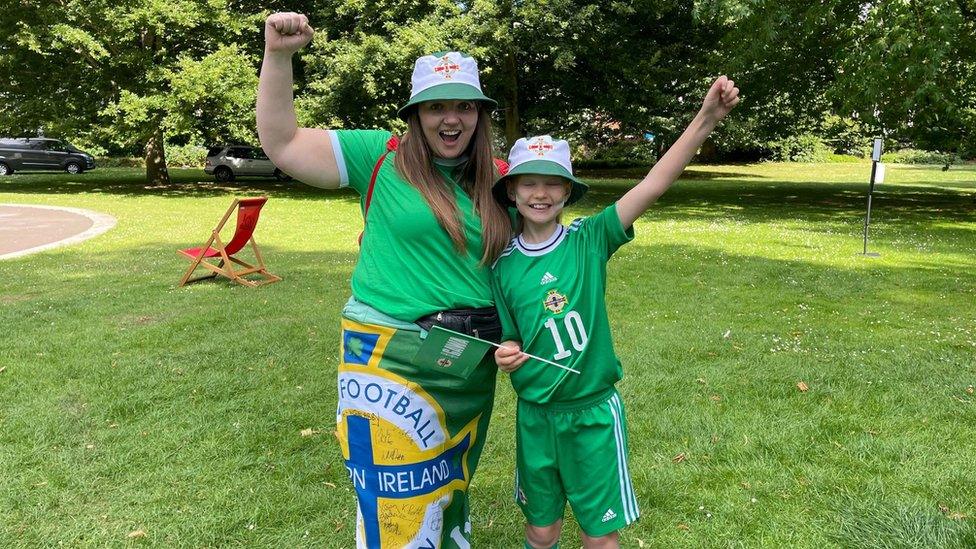 Northern Ireland fans Kirsty and Abby