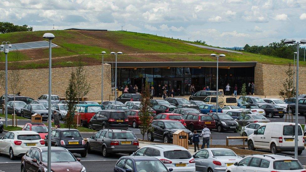 Cars parked outside Gloucester Services