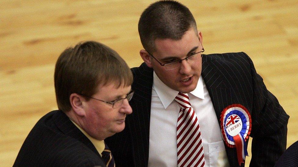 Willie Frazer and Paul Berry at Newry and Armagh election count in 2007