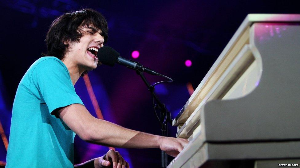 Teddy Geiger playing piano