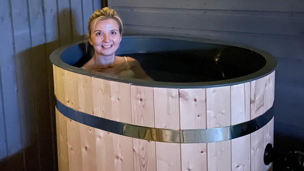 Victoria Skinner in an ice bath