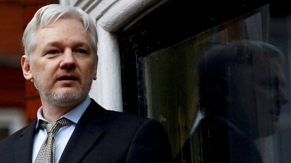 WikiLeaks founder Julian Assange makes a speech from the balcony of the Ecuadorian Embassy, in central London, Britain on 5 February 2016.