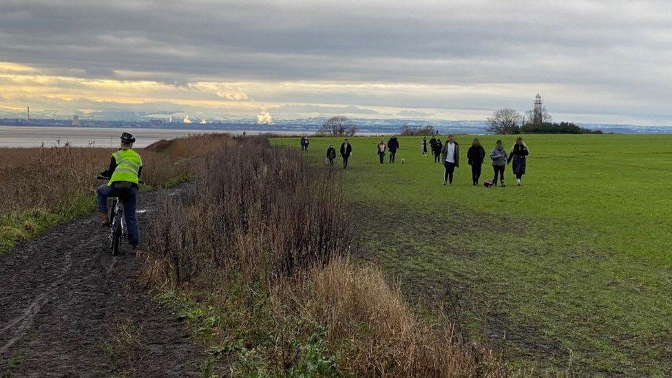 Walkers out in the countryside during lockdown in Merseyside