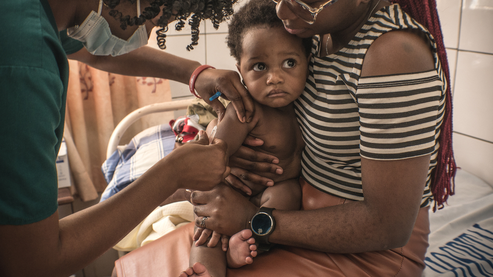 A child being vaccinated