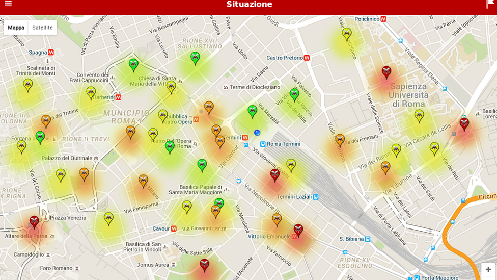 The heat map created by the app