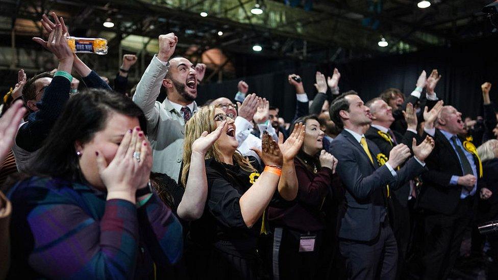 SNP supporters celebrate