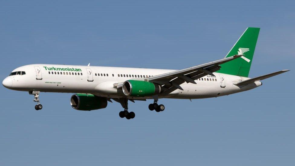 Turkmenistan Airlines Boeing 757-200 landing at London Heathrow airport