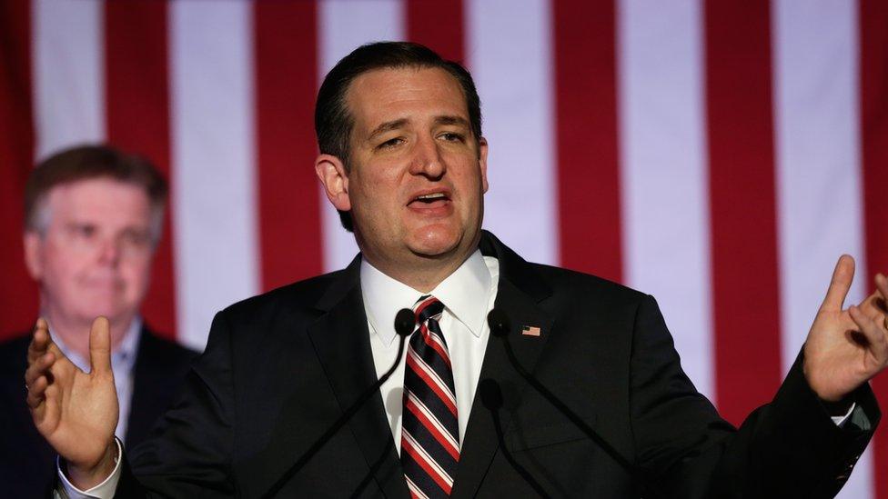 : Republican presidential candidate Sen. Ted Cruz (R-TX) speaks at a watch party on March 15, 2016 in Houston, Texas.