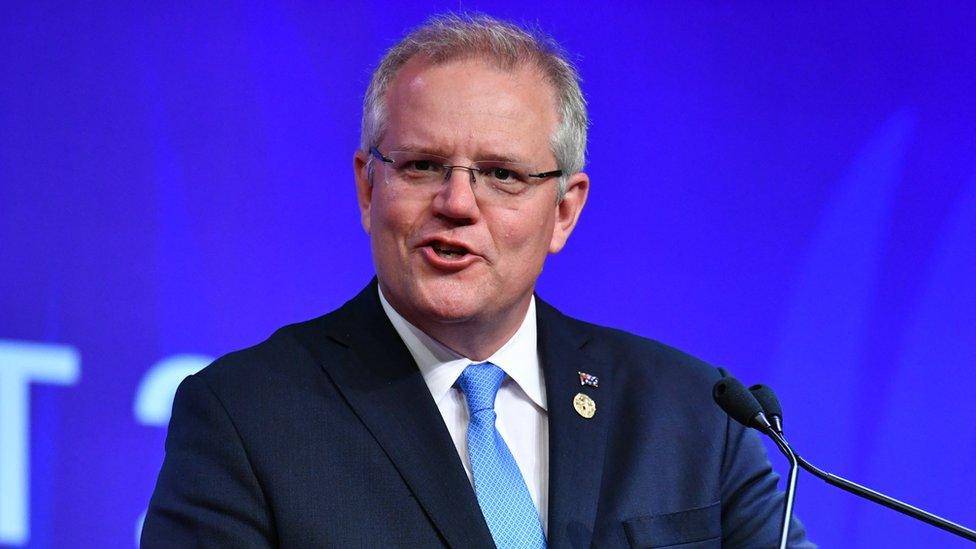 Scott Morrison speaking at an APEC summit in Papua New Guinea