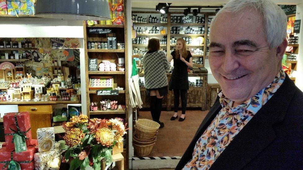 Mark Constantine in Lush shop