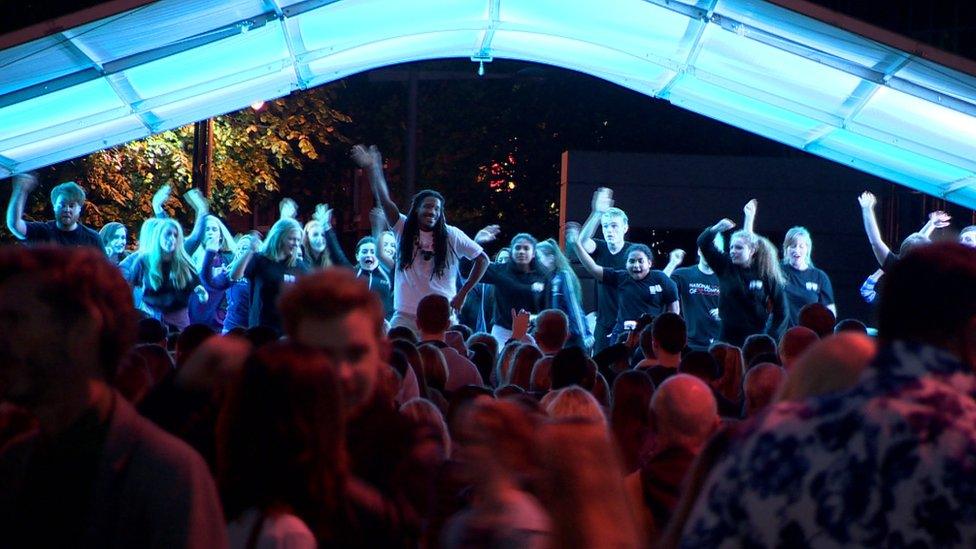 Dancers perform in Writer's Square at Belfast's Culture Night