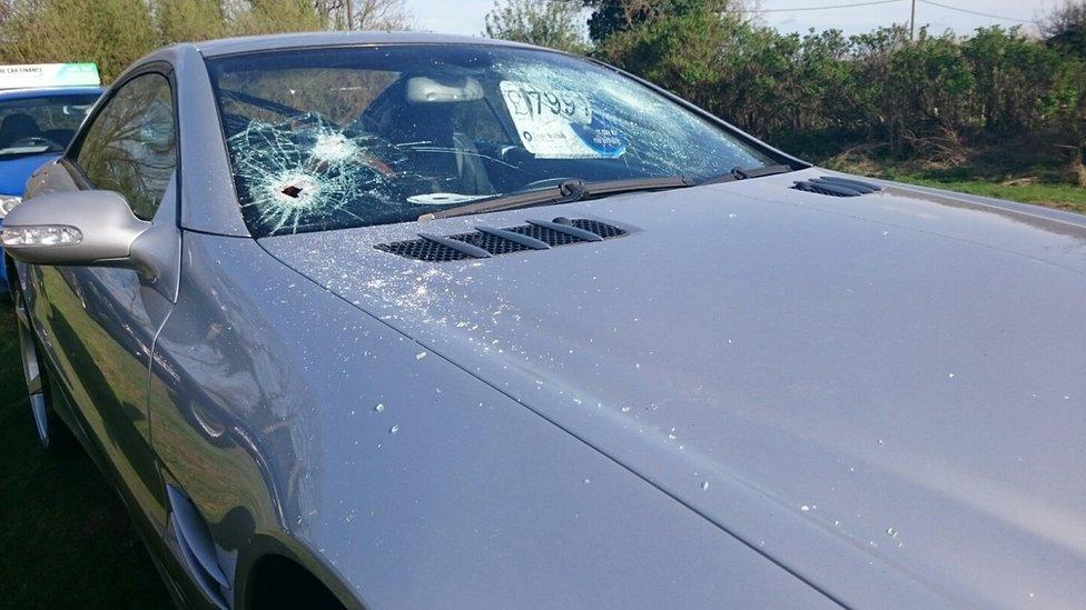 Car damaged at Lowdham Cars