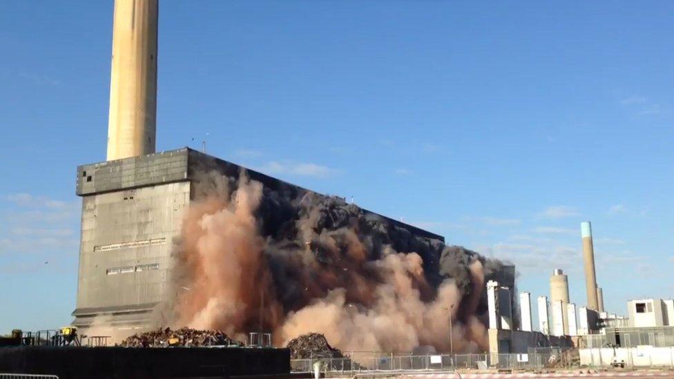 The explosion of part of the main Didcot A building