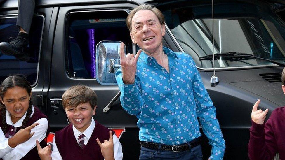 Andrew Lloyd Webber and School of Rock cast