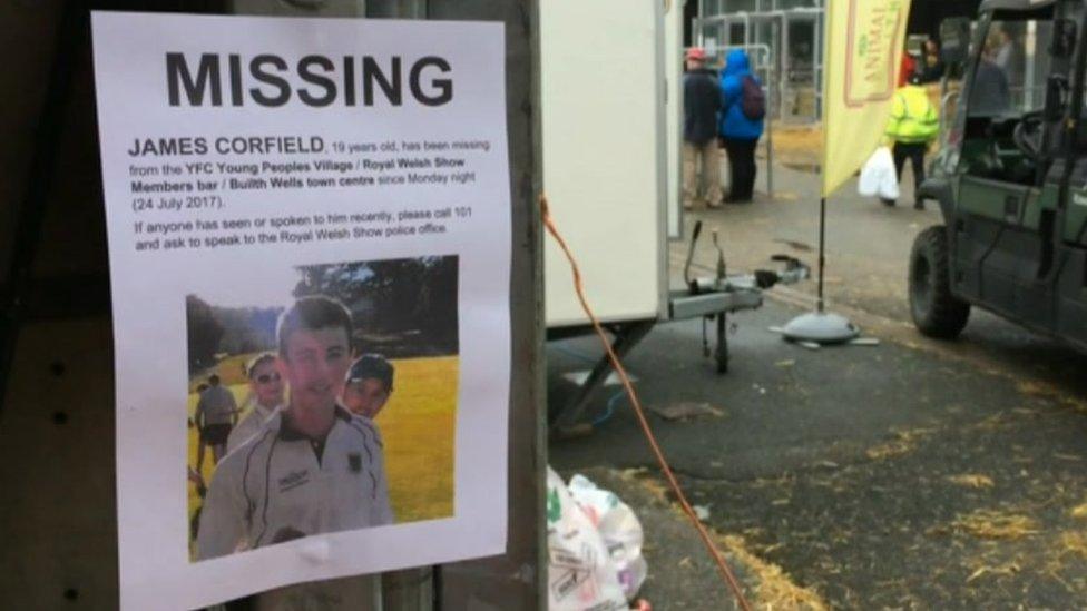 A James Corfield missing posters in Builth Wells