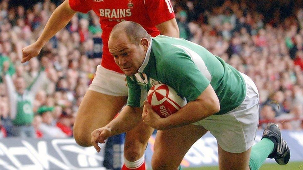 Ireland's Rory Best dives over to score a try against Wales during the RBS 6 Nations match at Millennium Stadium, Cardiff. PRESS ASSOCIATION Photo. Picture date: Sunday February 4, 2007.