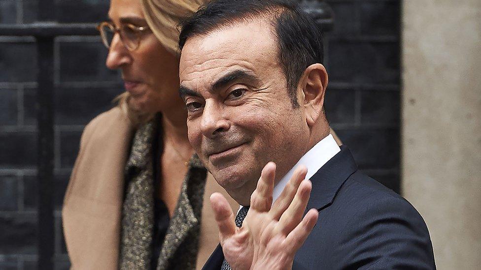 Carlos Ghosn leaving Downing Street