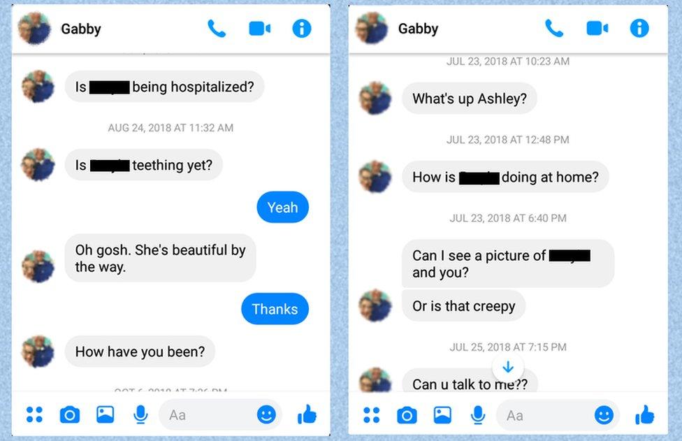 Screenshots of just some of Gabby's messages to Ashley