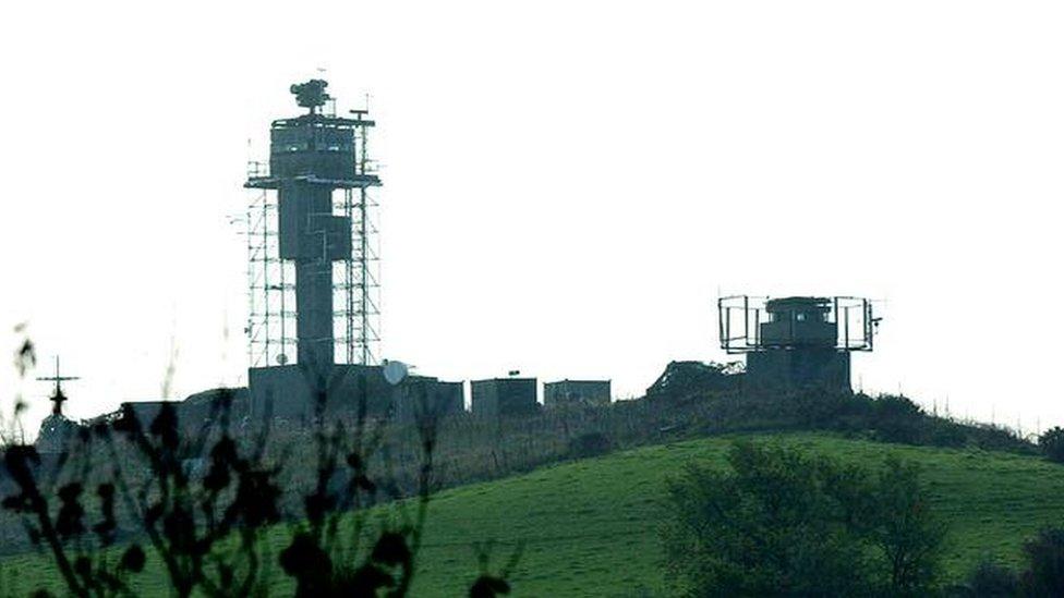 A British army fortification on the Irish border