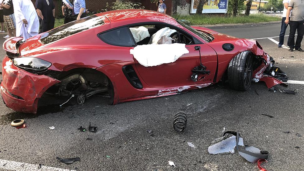 Crashed Ferrari