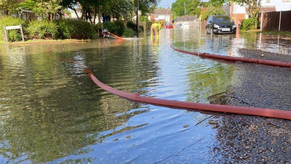 Flooded road in Braintree