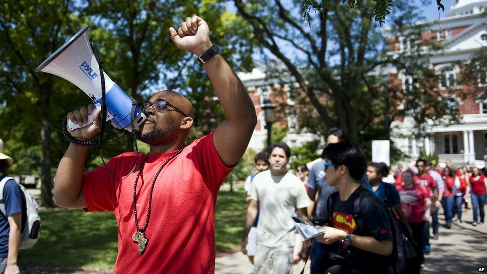 Jonathan Butler, who went on a hunger strike, seen here in August.