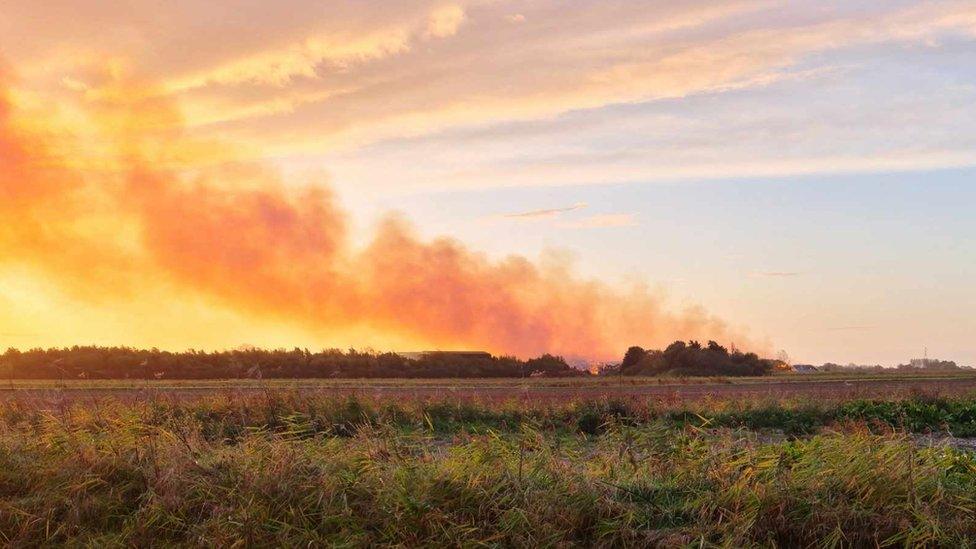 Kirton hay bales blaze