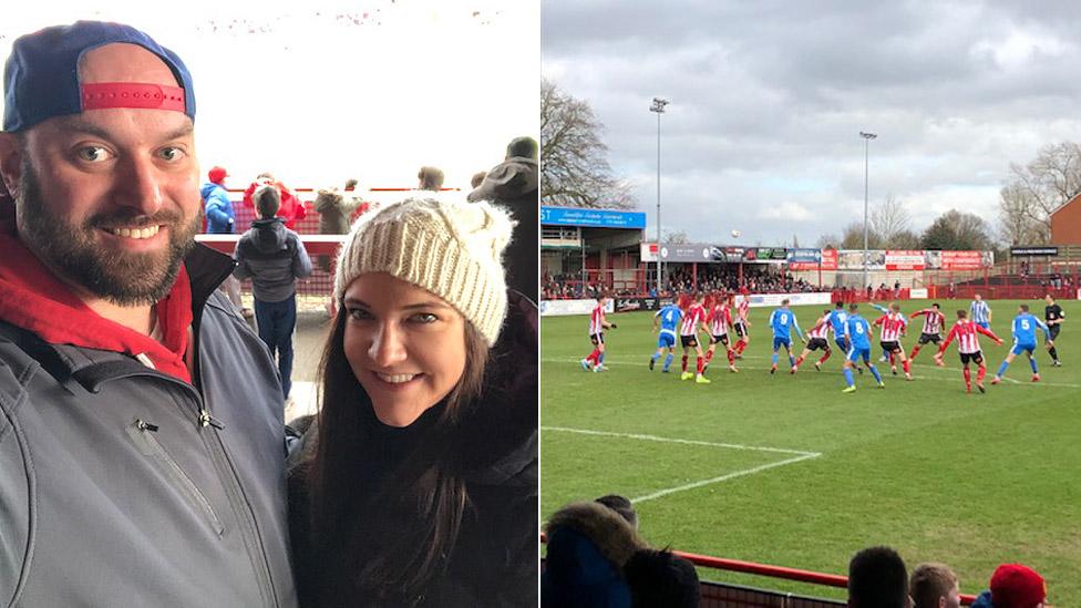 Matt and Missy Renninger (left) Altrincham FC playing against Kettering