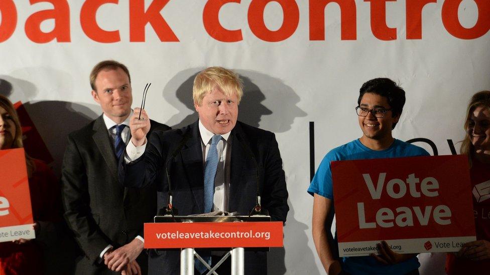 Boris Johnson at a Vote Leave event